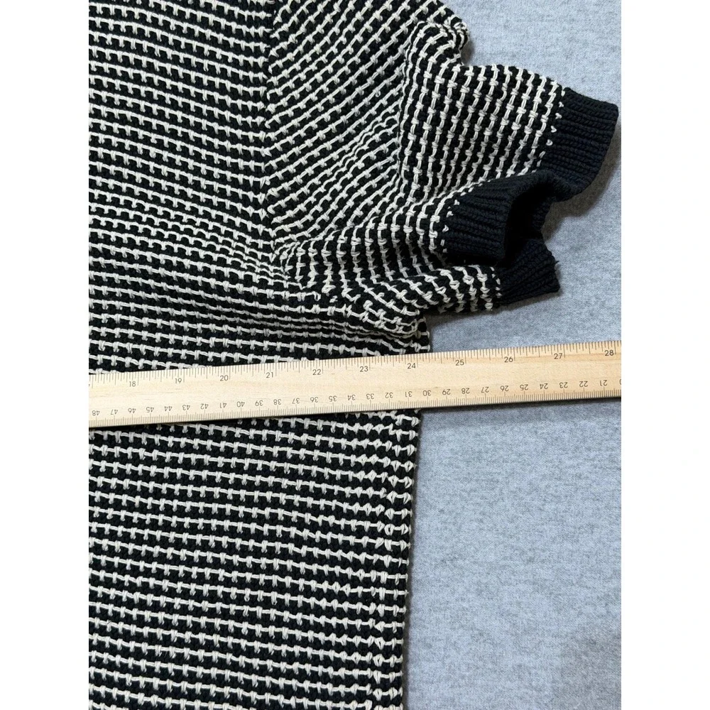 Banana Republic Mens XL Black White Resort Waffle Knit Button Front Polo Shirt